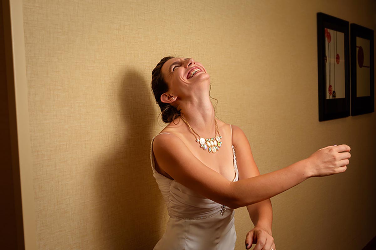 Happy Bride, Hotel Hallway, After Bridal Prep